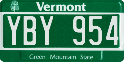 VT license plate YBY954