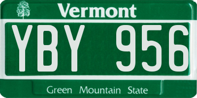 VT license plate YBY956
