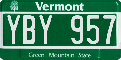 VT license plate YBY957