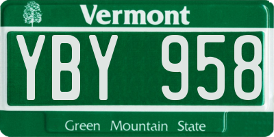 VT license plate YBY958