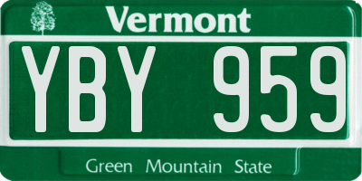 VT license plate YBY959