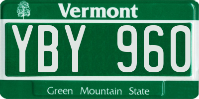 VT license plate YBY960