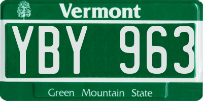 VT license plate YBY963
