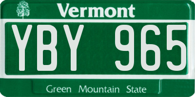 VT license plate YBY965