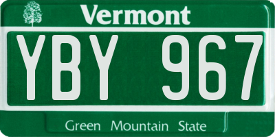 VT license plate YBY967