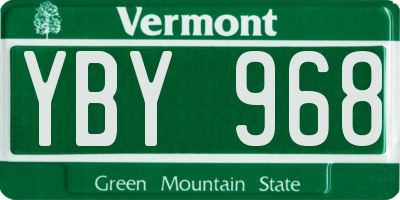 VT license plate YBY968