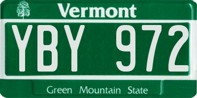 VT license plate YBY972