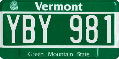 VT license plate YBY981