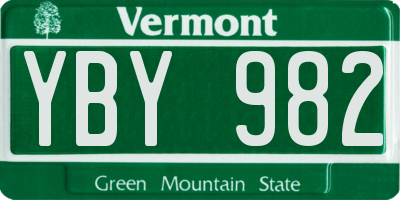 VT license plate YBY982