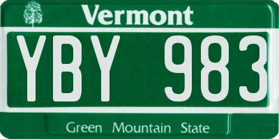 VT license plate YBY983