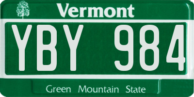 VT license plate YBY984