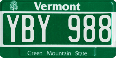 VT license plate YBY988