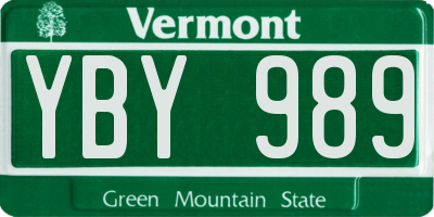 VT license plate YBY989