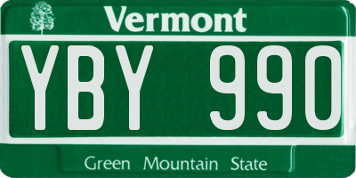 VT license plate YBY990