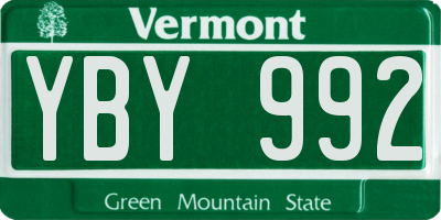 VT license plate YBY992