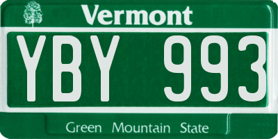 VT license plate YBY993