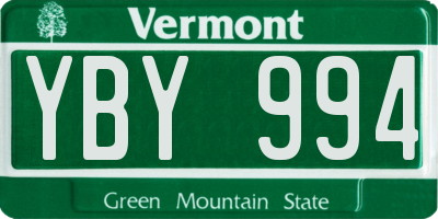 VT license plate YBY994
