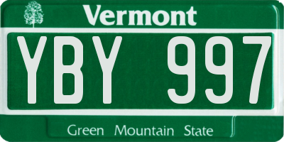 VT license plate YBY997