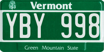 VT license plate YBY998