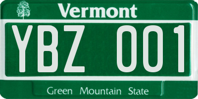 VT license plate YBZ001