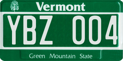 VT license plate YBZ004