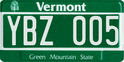 VT license plate YBZ005