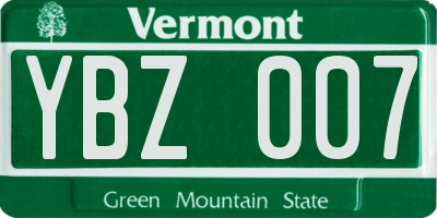 VT license plate YBZ007