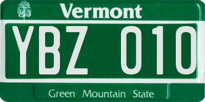 VT license plate YBZ010