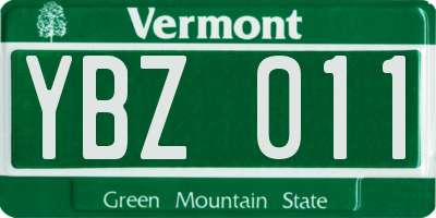VT license plate YBZ011