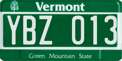 VT license plate YBZ013