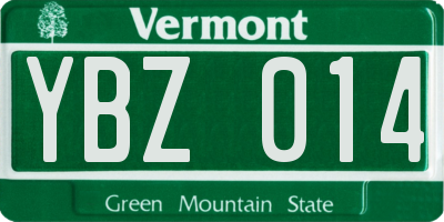 VT license plate YBZ014