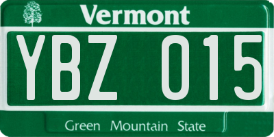 VT license plate YBZ015