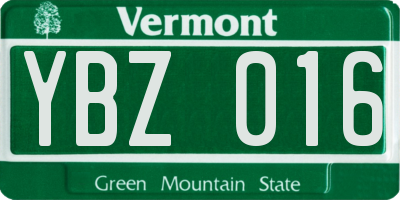 VT license plate YBZ016