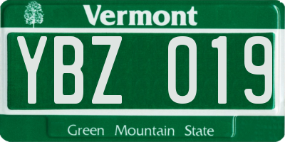 VT license plate YBZ019