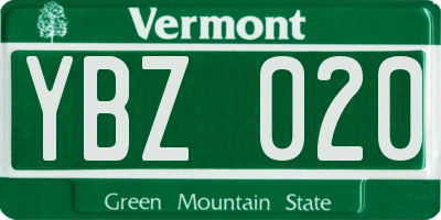 VT license plate YBZ020