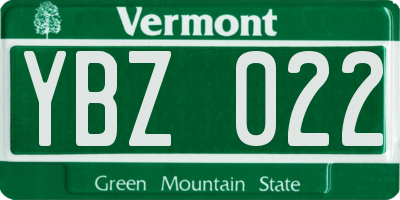 VT license plate YBZ022