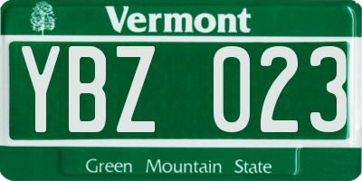 VT license plate YBZ023