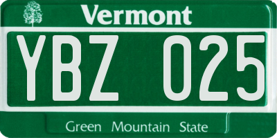VT license plate YBZ025