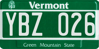 VT license plate YBZ026