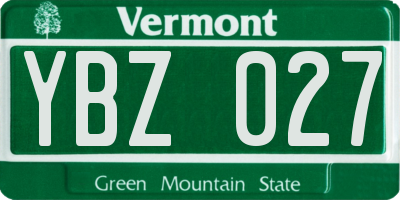 VT license plate YBZ027