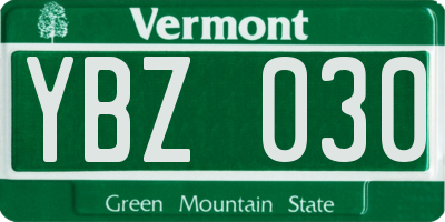 VT license plate YBZ030