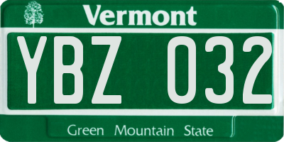 VT license plate YBZ032