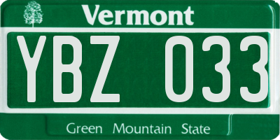 VT license plate YBZ033