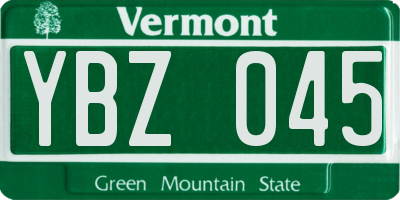 VT license plate YBZ045