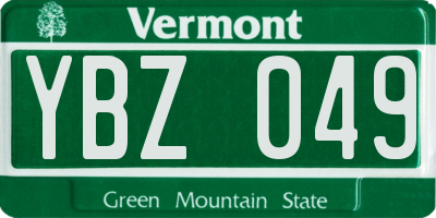 VT license plate YBZ049