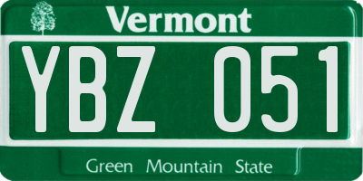 VT license plate YBZ051