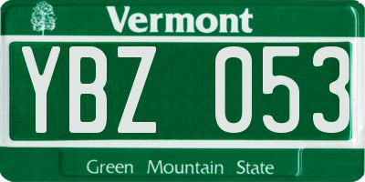 VT license plate YBZ053