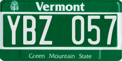 VT license plate YBZ057