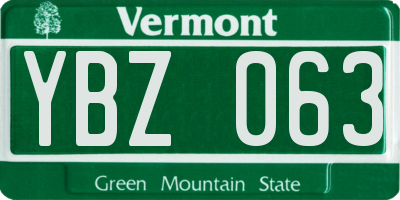 VT license plate YBZ063