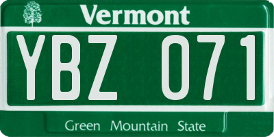VT license plate YBZ071